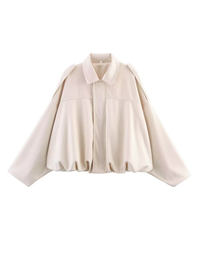 Chaqueta Oversize con Manga Murciélago Efecto Gamuza