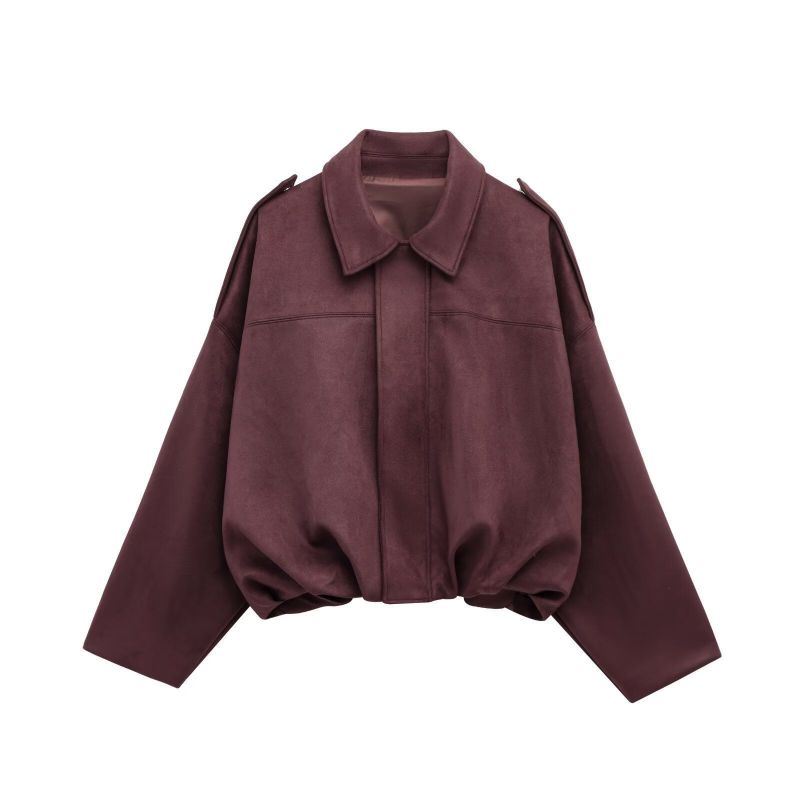 Chaqueta Oversize con Manga Murciélago Efecto Gamuza
