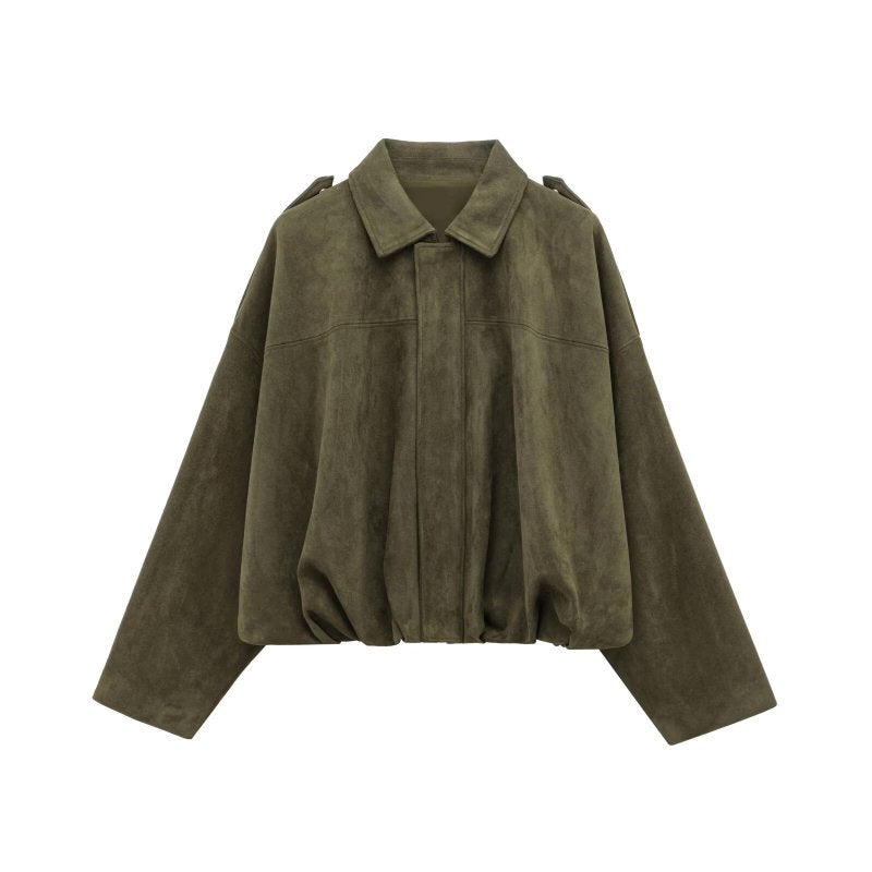 Chaqueta Oversize con Manga Murciélago Efecto Gamuza