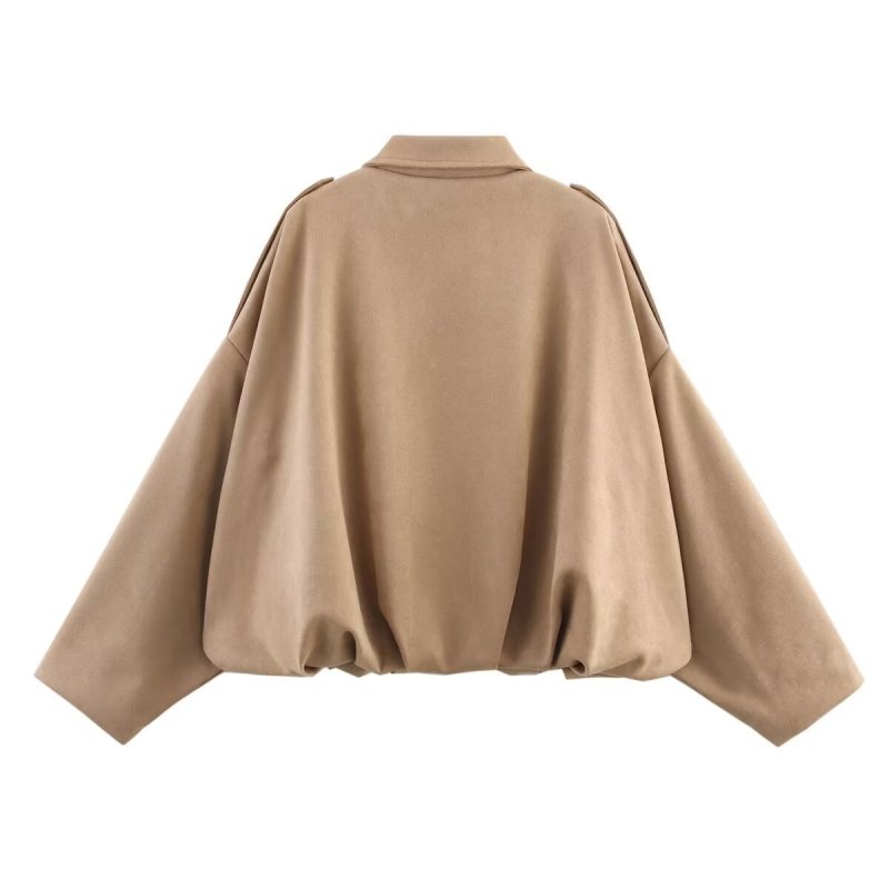 Chaqueta Oversize con Manga Murciélago Efecto Gamuza