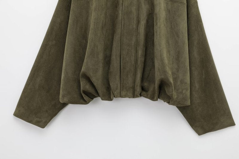 Chaqueta Oversize con Manga Murciélago Efecto Gamuza