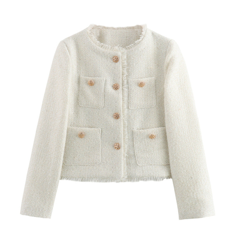 Chaqueta Corta de Bouclé con Botones Joya
