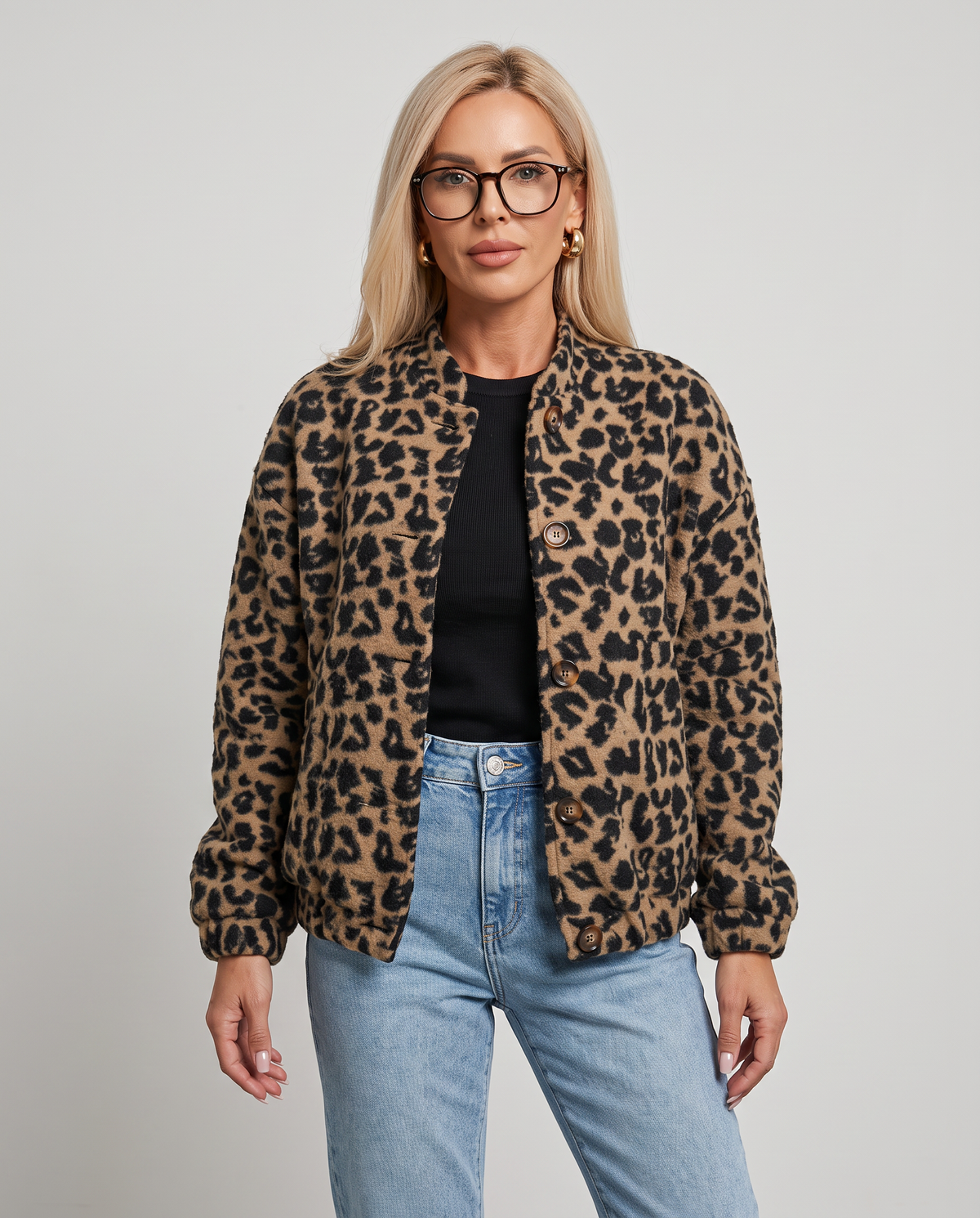 Chaqueta Camisa con Estampado Animal